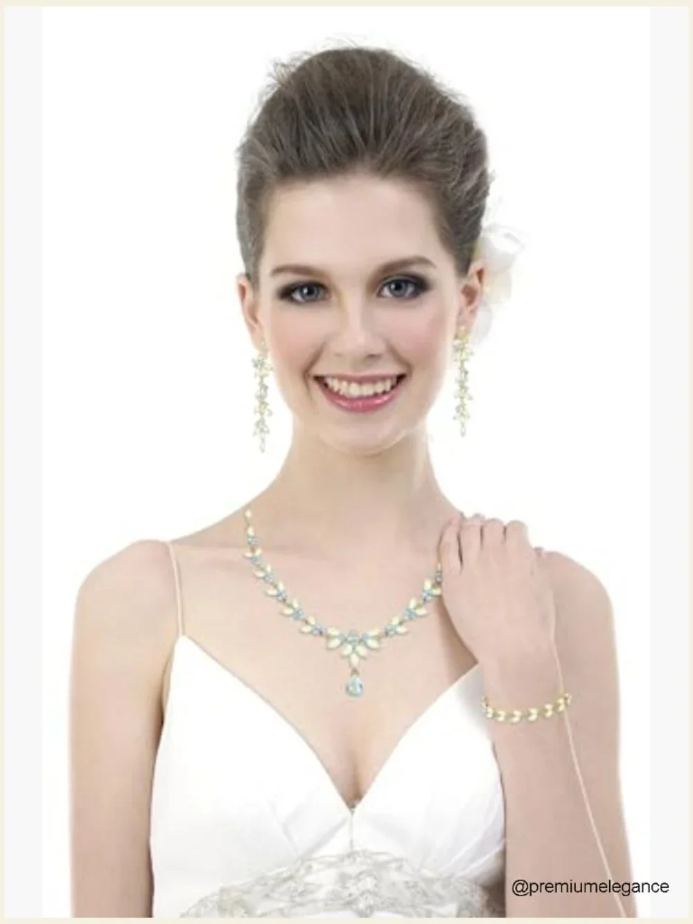 Bridal Jewelry Set - Crystal Necklace Earrings Bracelet Set for Wedding Party